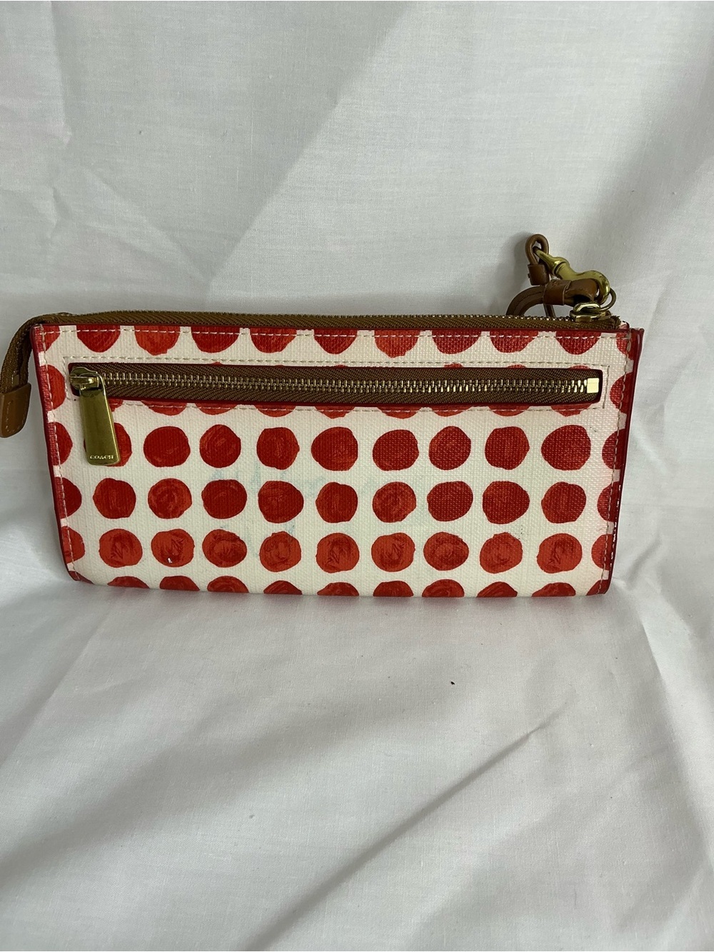2027 - Coach Cream and Red Polka Dot Wristlet Clutch - Picture 2 of 6